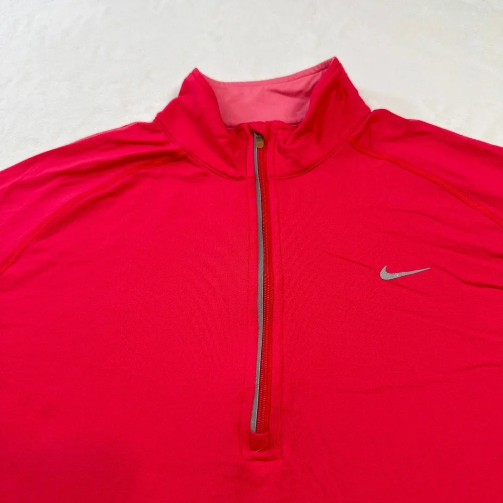 Nike Dri-FIT Quarter Zip Pullover Women Large Pink 321646-691 Long Sleeve Good‎